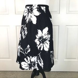 Liz Claiborne MIDI Skirt BLACK & WHITE FLORAL!